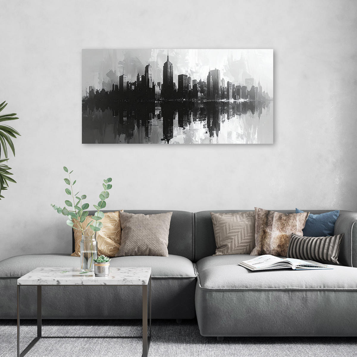 LEINWANDBILD Städte & Architektur 120x60cm - Schwarz, Textil (120/60cm) - Feeby