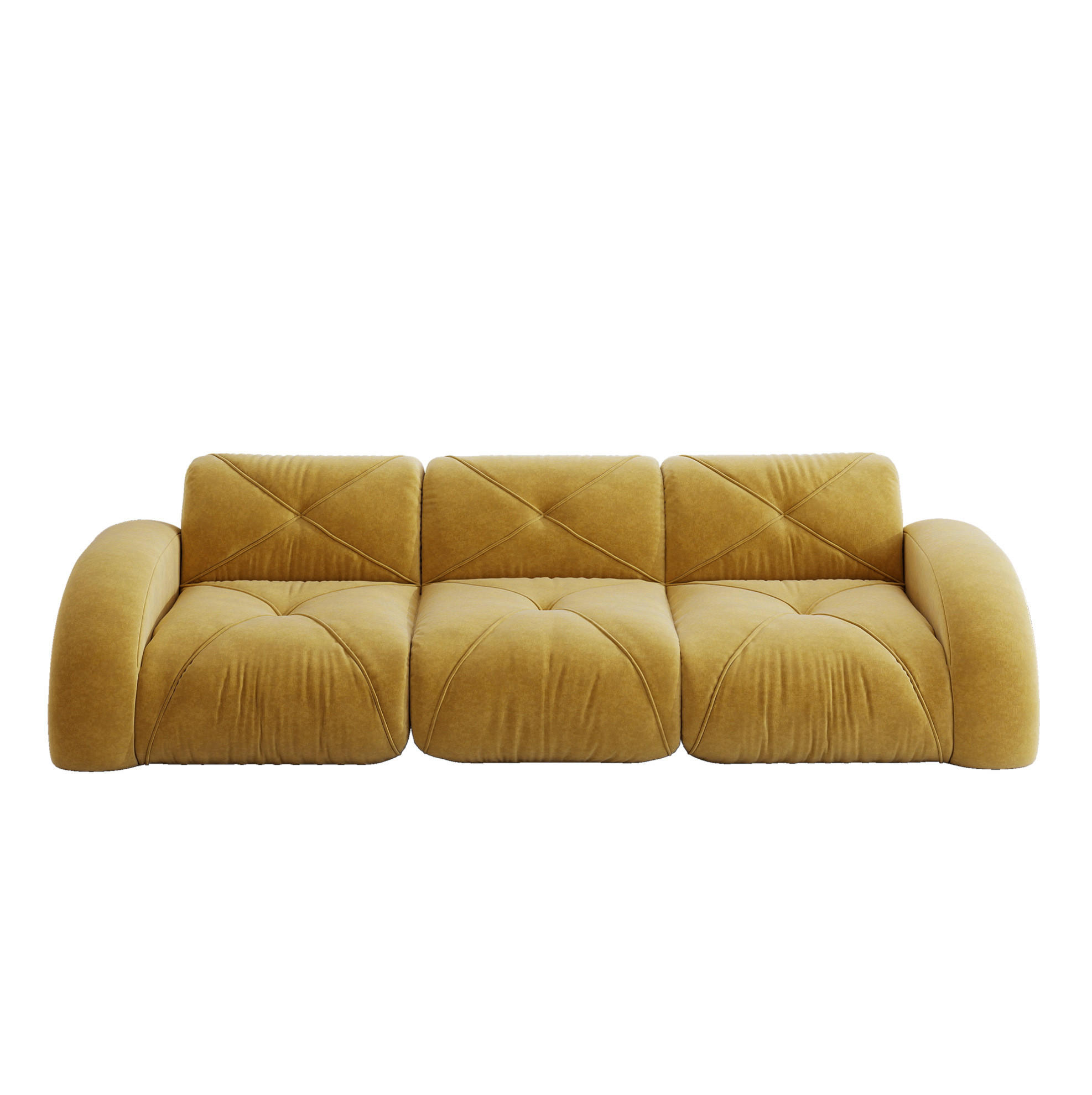 SOFA od žute ženil tkanine - žuta, tekstil (95/76/281cm) - Flora Grace