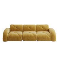 SOFA in Gelb aus Chenille mit rahmenlosem Design - Gelb, Textil (95/76/281cm) - Flora Grace