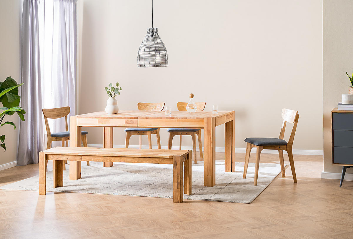 ESSTISCH - Buche massiv - Buchefarben, Holz (90/180/75cm) - home24