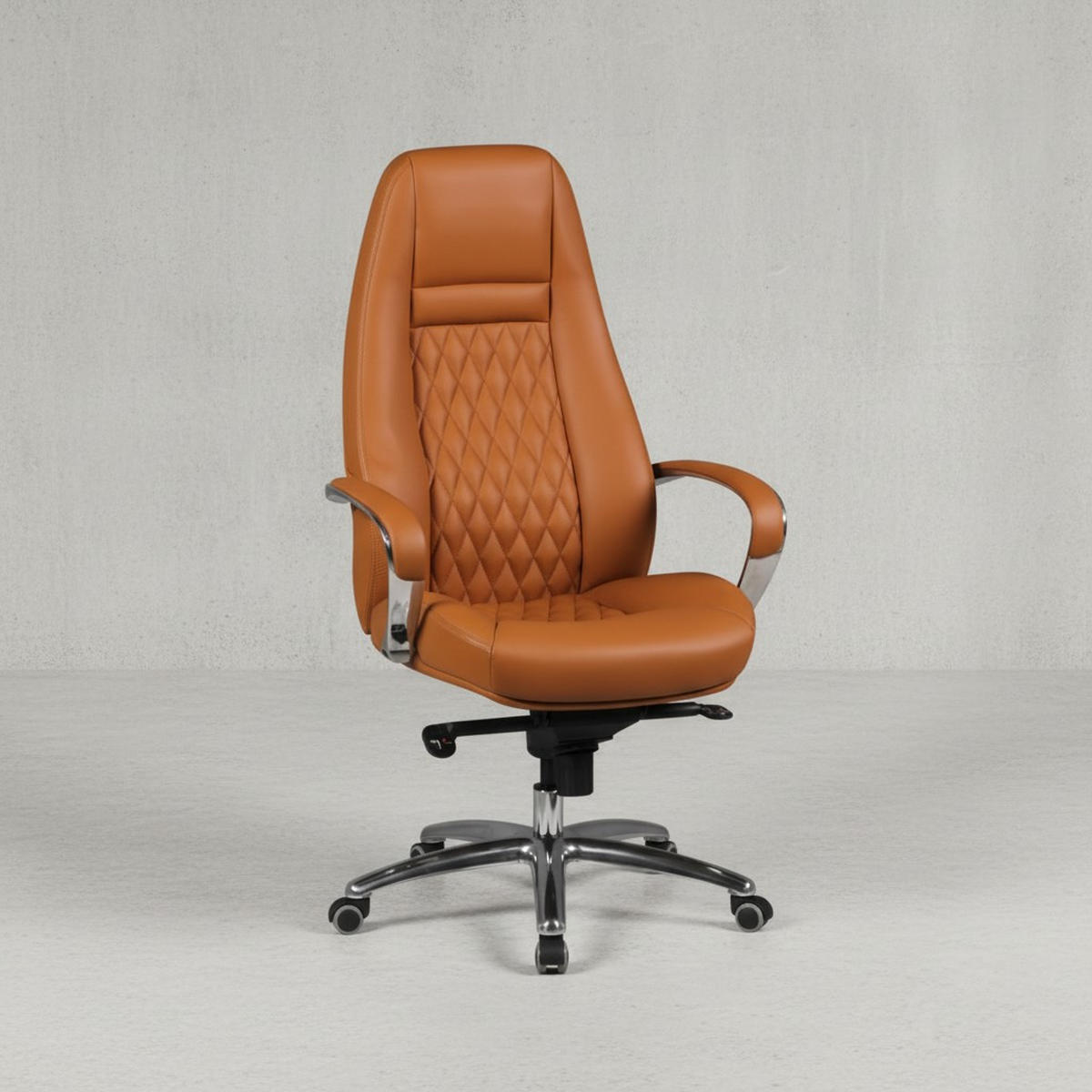 CHEFSESSEL Echtleder mit Aluminiumfußkreuz und ergonomischer Sitzform MADRID, Beige 70x68x130 cm - Beige/Silberfarben, Leder/Metall (70/130/68cm) - KADIMA DESIGN