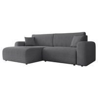 ECKSOFA Floryn L Cord - Schwarz/Grau, Holz/Kunststoff (245/145cm) - MIRJAN24