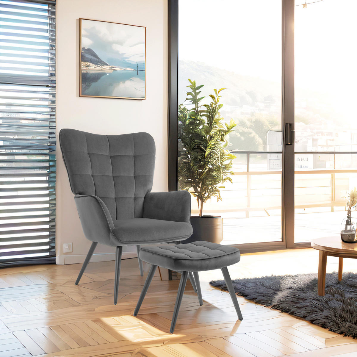 OHRENSESSEL, Relaxsessel - Dunkelgrau, Kunststoff/Metall (77.5/98/73cm) - HOMCOM