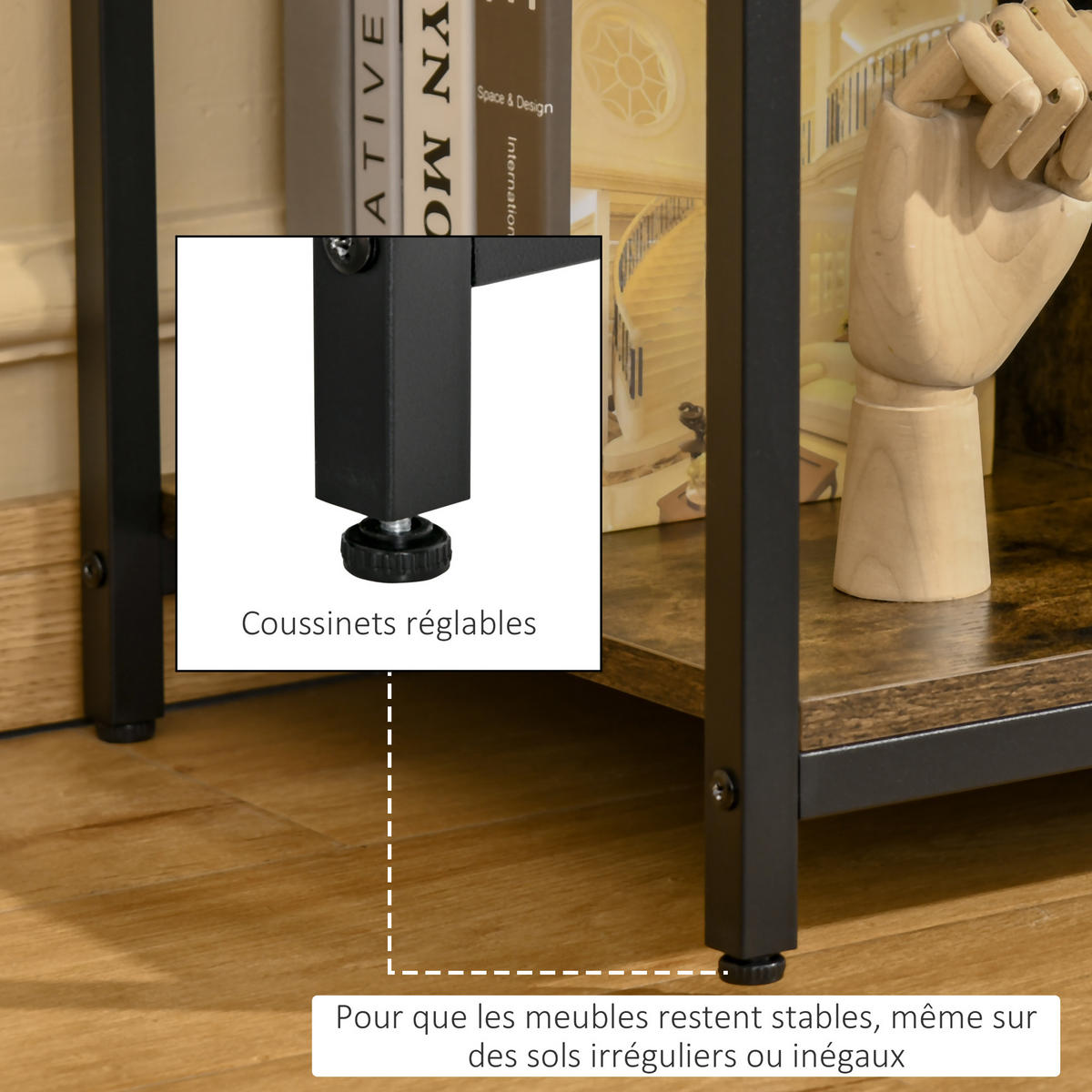 TV-LOWBOARD Braun/Schwarz 110/40/50 cm, Offene Fächer, Verstellbarer Einlegeboden - Rotbraun, Holzwerkstoff (110/50/40cm) - PANGIVO