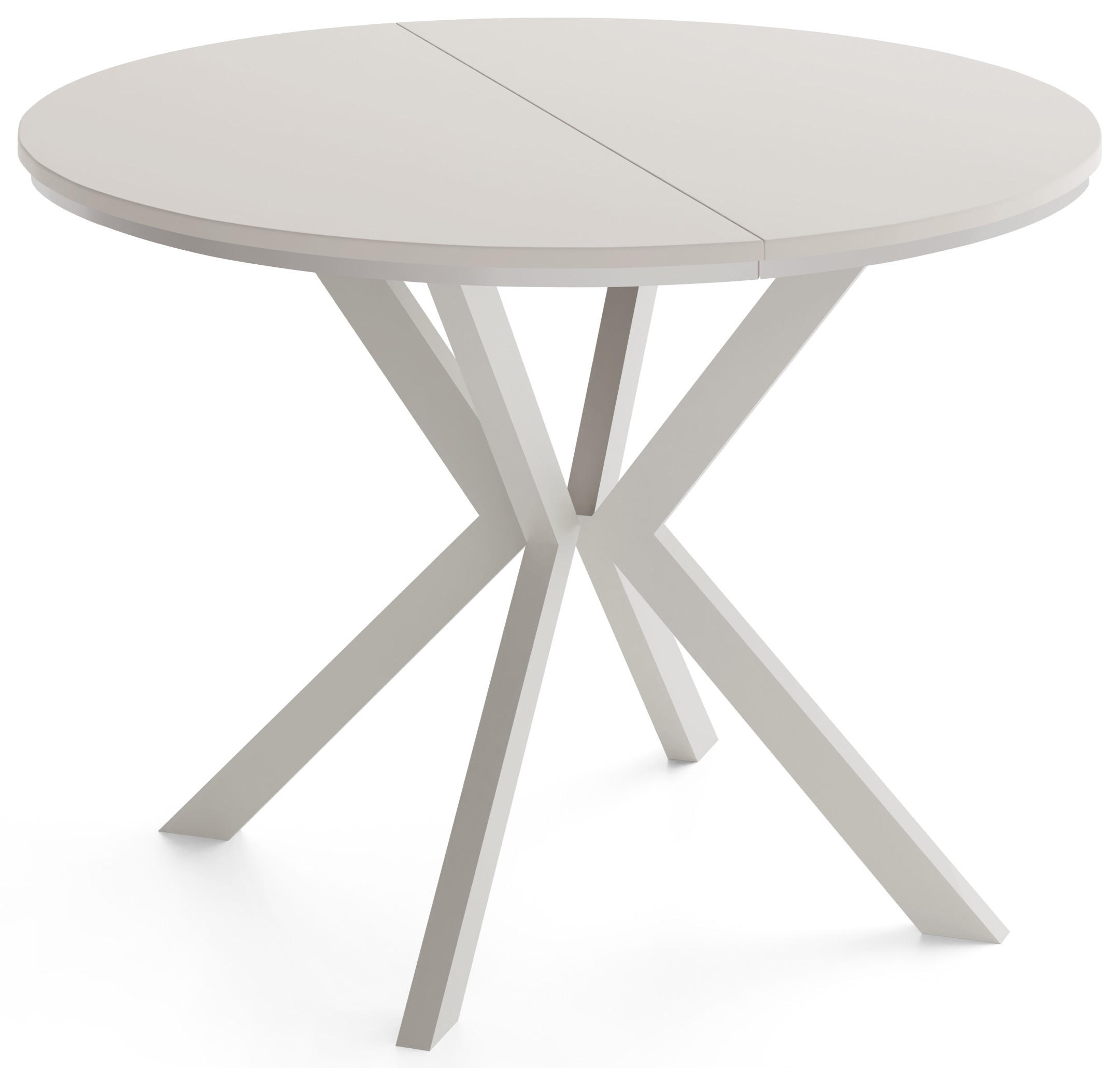 ESSTISCH Valio Neo rund oval ausziehbar verlängerbar mit Metallbeinen in Kaschmir Grau, Kaschmir 100-140/100/76 cm - Kaschmir/Beige, Holzwerkstoff/Metall (100/140/76cm) - WFL GROUP