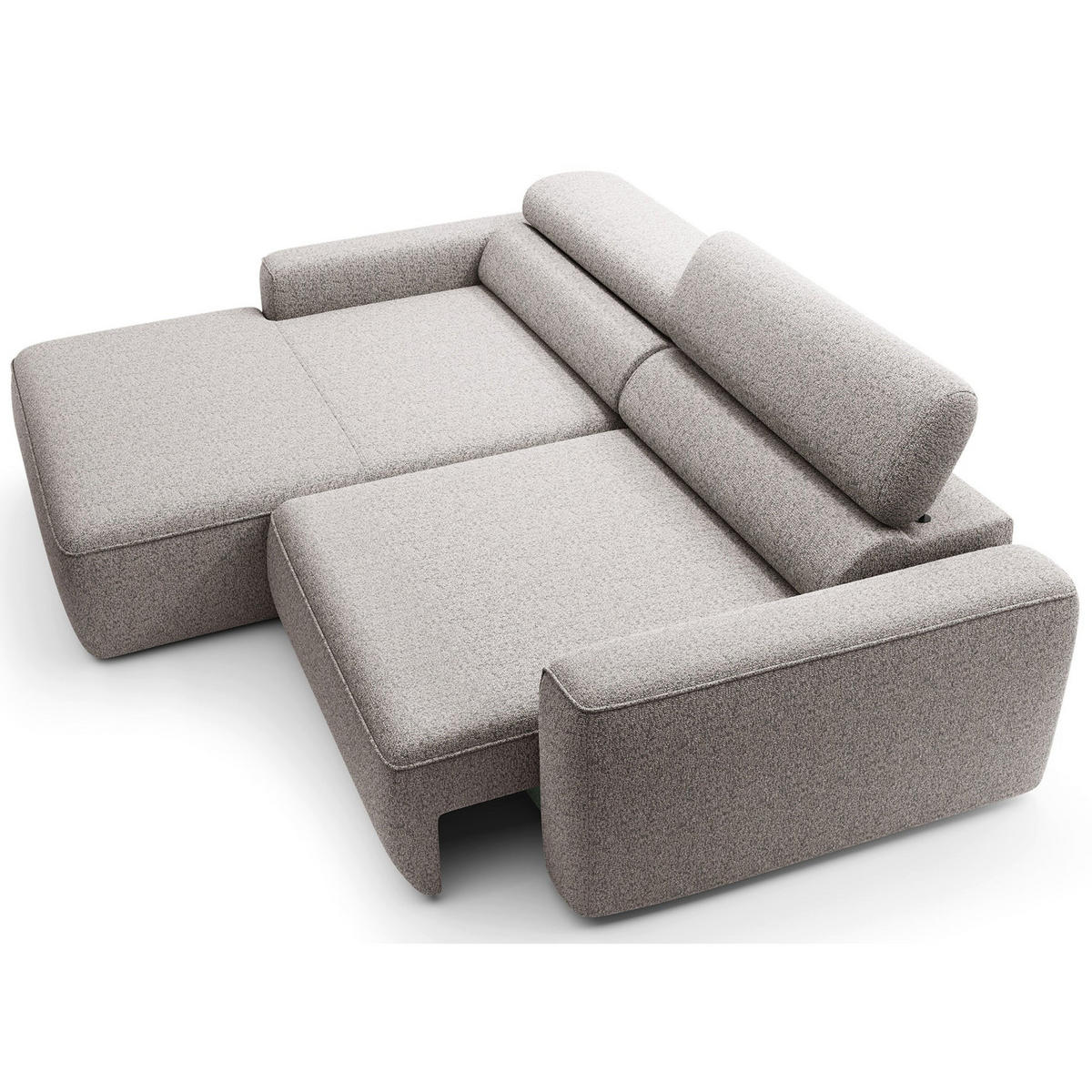 ECKSOFA Fando mit Schlaffunktion, L-Form, 4-Sitzer 252 cm, links Flechtstoff Greige - Taupe/Schwarz, Holz/Kunststoff (252/182cm) - Selsey
