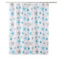 DUSCHVORHANG – Breite 180 x Höhe 180 cm – lan's – inklusive Haken - Blau, Kunststoff (180/180cm)