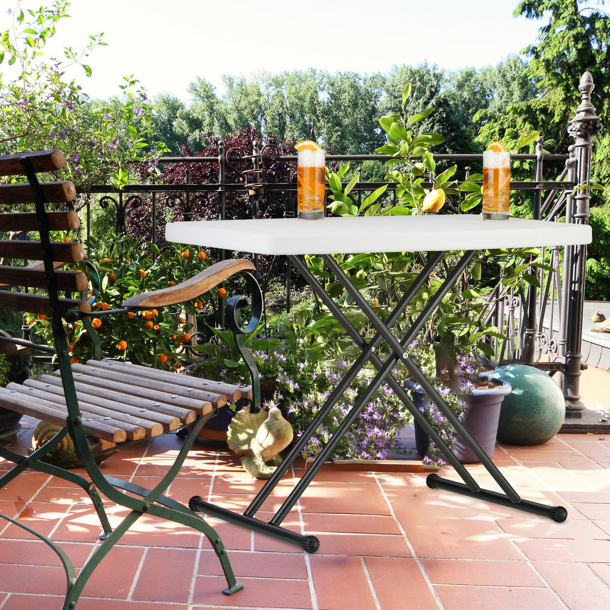 CAMPINGTISCH - Weiß, Kunststoff/Metall (49/78/71cm) - Relaxdays