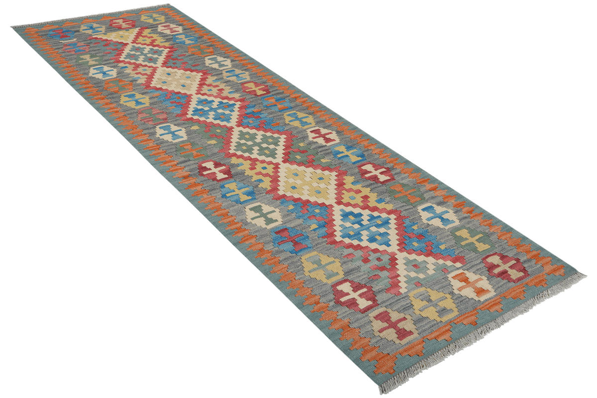 KELIM-LÄUFER handgewebt Gashgai Rot 242/84 cm Schurwolle - Rot, Textil (84/242cm) - Looma