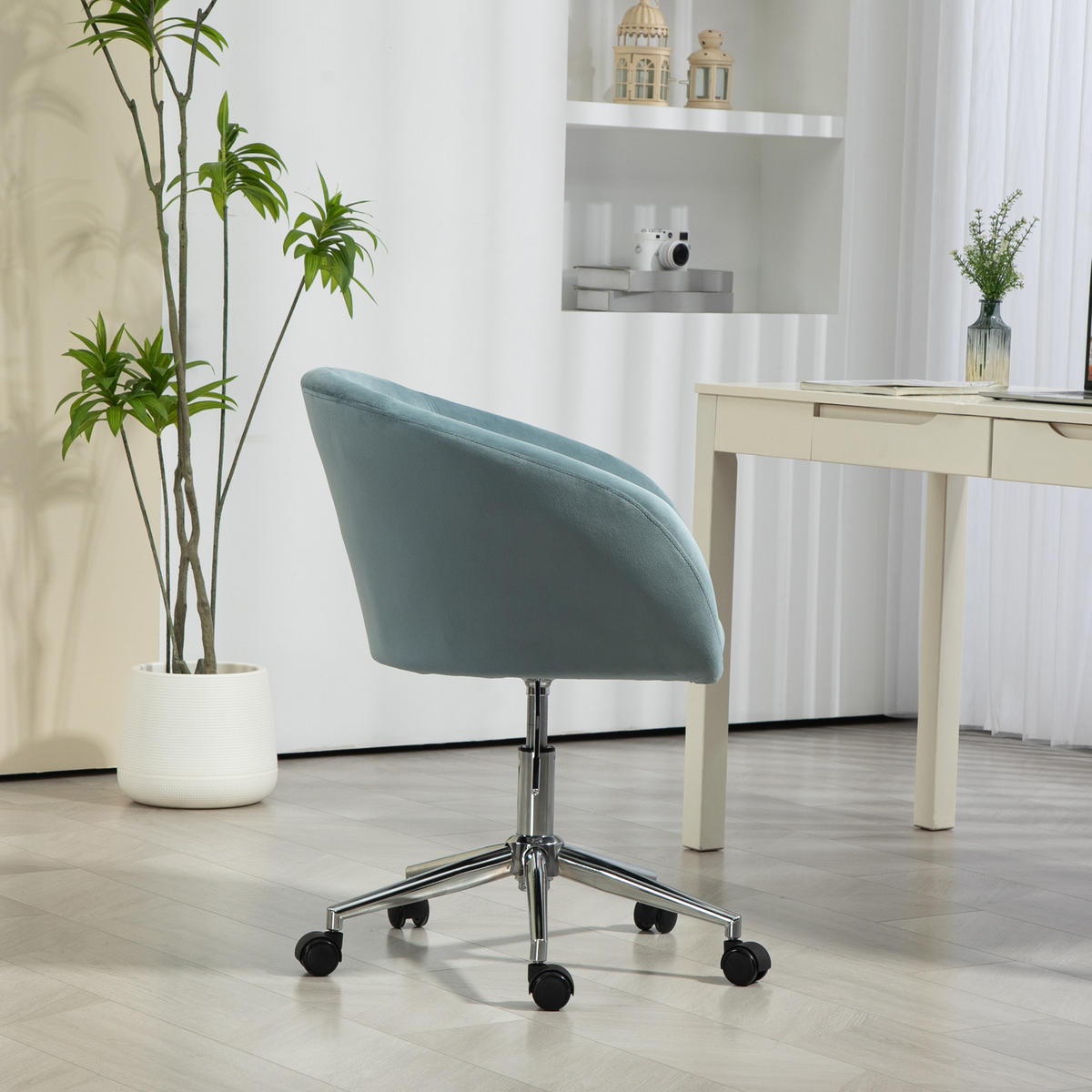 SCHREIBTISCHSTUHL LOUISA Blau - Blau/Silberfarben, Textil/Metall (56/88/56cm) - SVITA