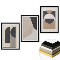 WANDBILDER 3er-Set - 40x60 cm Schwarzer Rahmen - Abstrakte Formen beige braun - Schwarz, Kunststoff (40/60cm) - ArtPrintCave