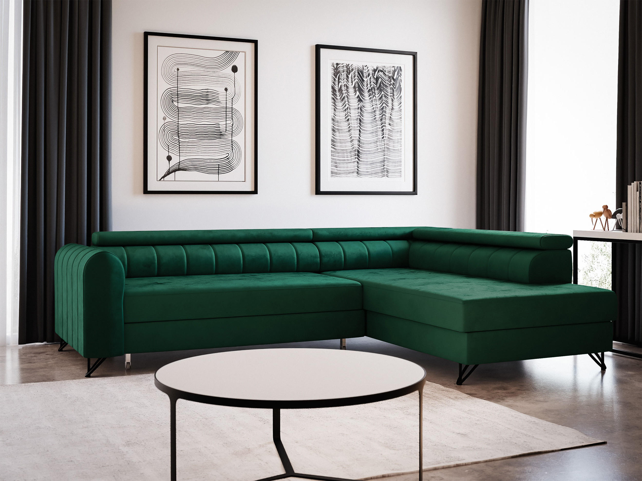 ECKSOFA Alice, Seite: Rechts - Grün, Holz/Textil (250/179cm) - Sofnet