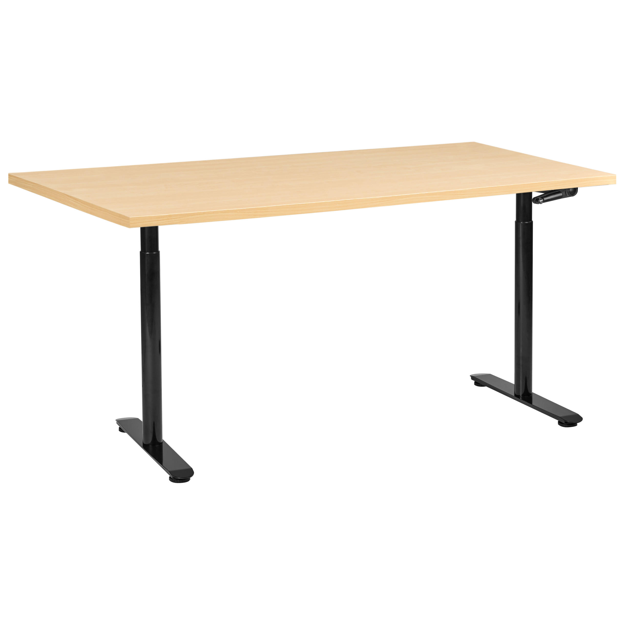 SCHREIBTISCH manuell höhenverstellbar 160/72 cm Schwarz/Hellbraun Destinas - Hellbraun/Schwarz, Holzwerkstoff/Metall (72/160/74cm) - Beliani