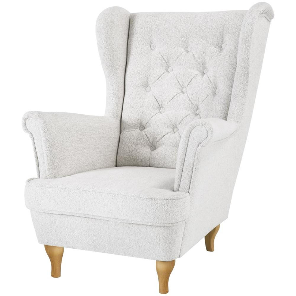 CHESTERFIELD-SESSEL Falco hellbeige mit Buche Holzbeinen - Beige, Holz/Textil (82/102/92cm) - Beautysofa