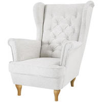 CHESTERFIELD-SESSEL Falco hellbeige mit Buche Holzbeinen - Beige, Holz/Textil (82/102/92cm) - Beautysofa