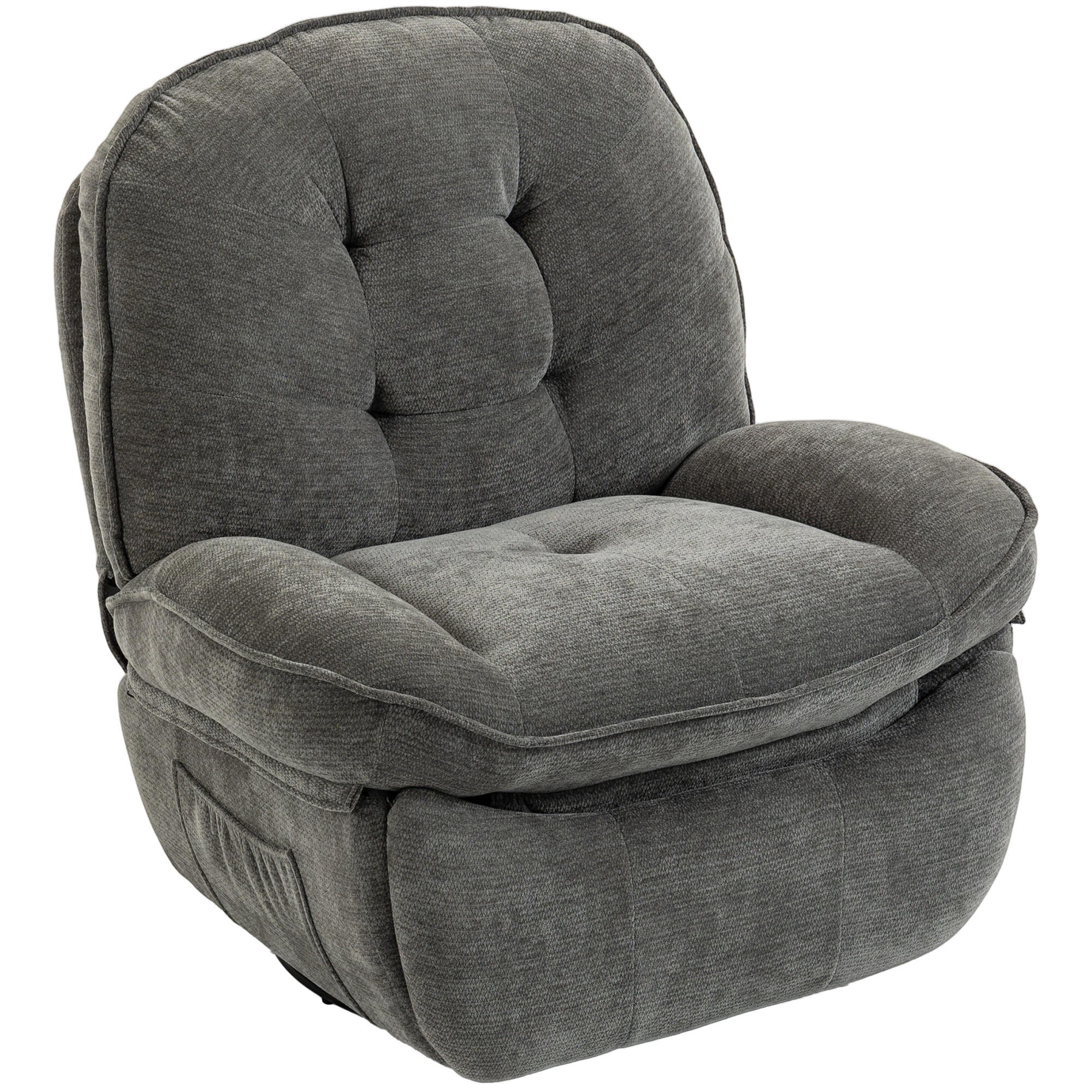 RELAXSESSEL Polyester Hellgrau - Creme/Hellgrau, Holzwerkstoff/Textil (94/104/95cm) - HOMCOM