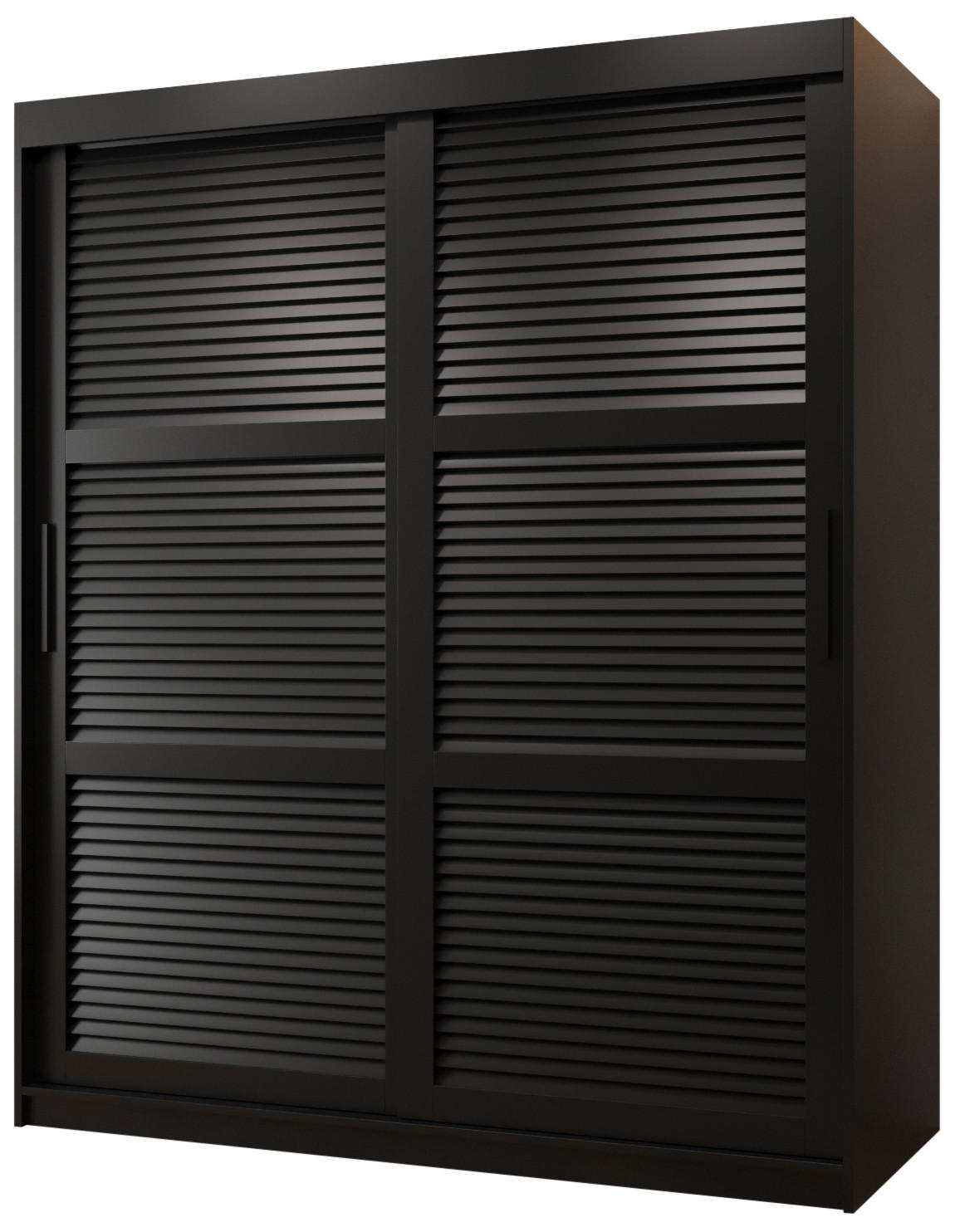 SCHWEBETÜRENSCHRANK 200/150/62 2-türig - Schwarz, Holz/Kunststoff (150/200/62cm) - MÖBEL KRYSPOL