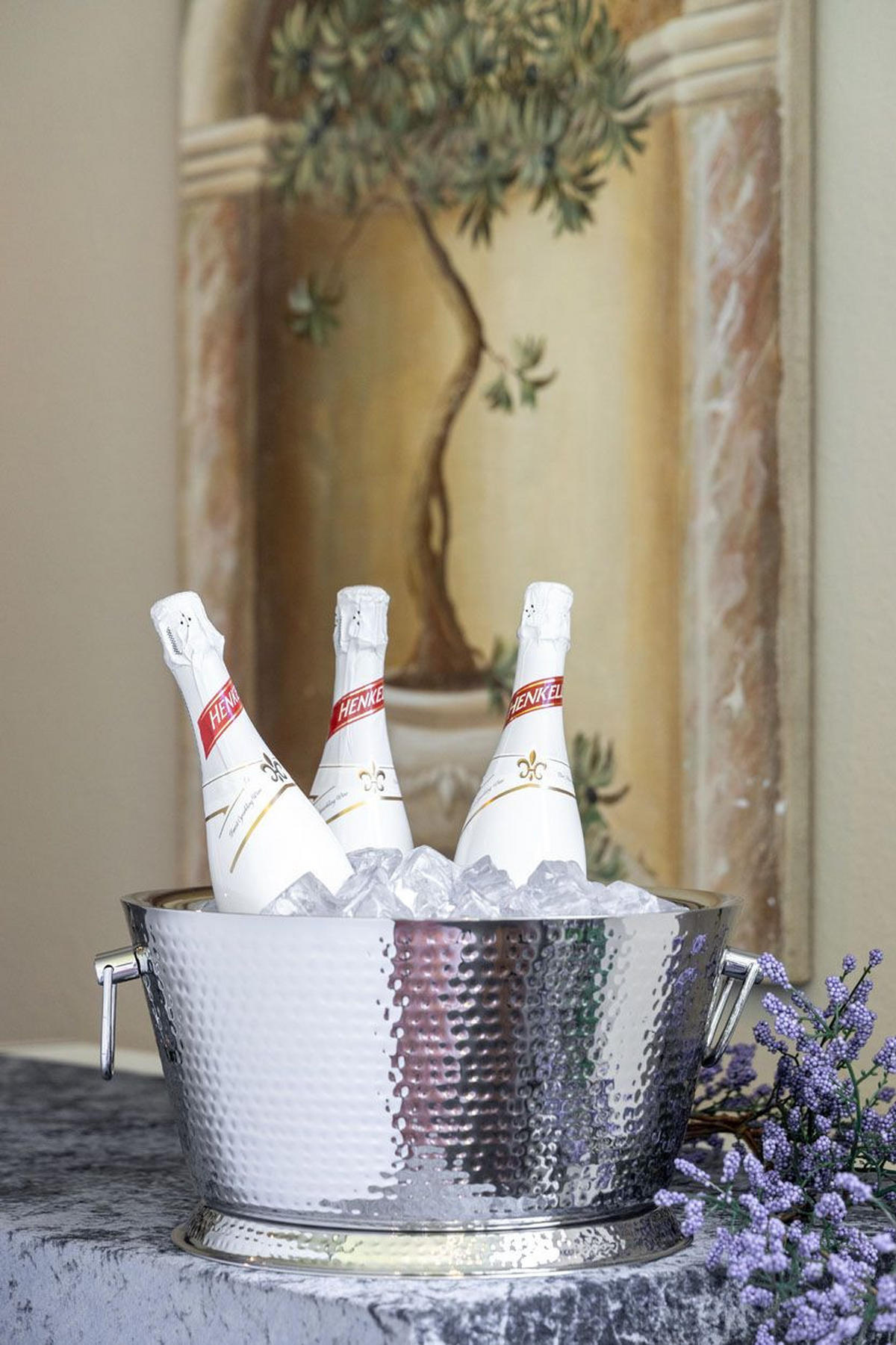 CHAMPAGNER-/FLASCHENKÜHLER Hammerschlag-Optik (H) 20,5 x (Ø) 38 cm - Silberfarben, Paraffin (38/20.5cm) - Hermann Bauer jun. Kollektion GmbH