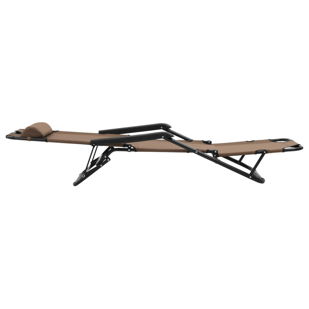KLAPPBARE Sonnenliegen 2 Stk. mit Fußablage Braun - Braun, Metall (61/89/138cm) - furnicato