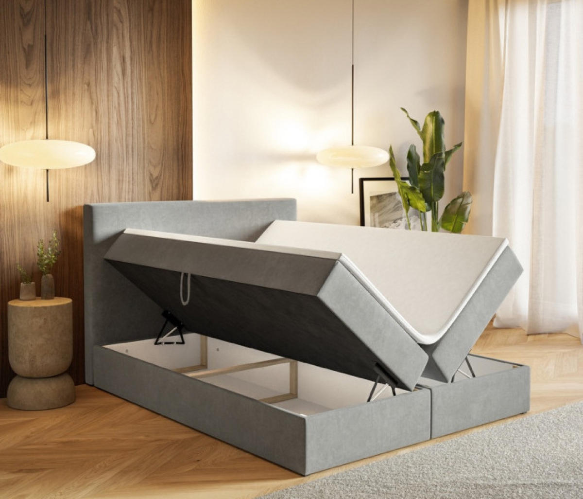 BETT Grau G2 Mit Bettkasten Und Matratze 140x200 cm - Grau, Textil (140/200cm) - Sepro Meble