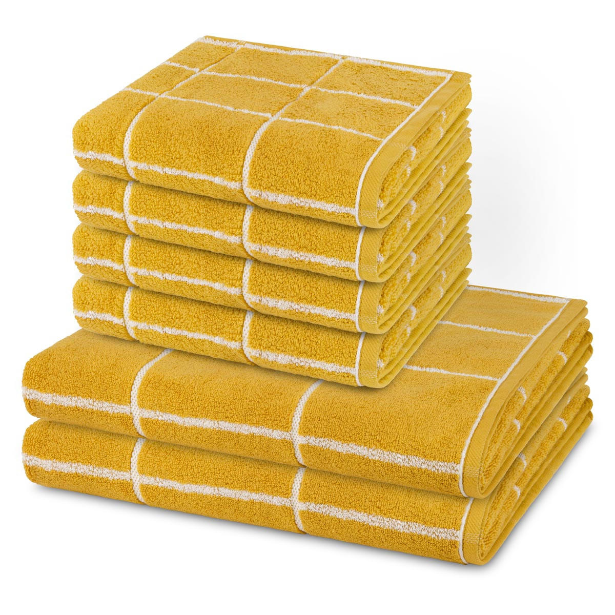 FROTTIERSET Sensual Skin Karo 6-teilig - Dunkelgelb, Textil (50/100cm) - Ross