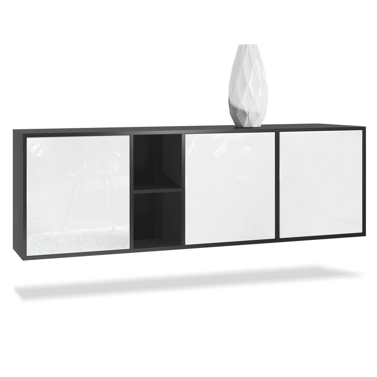 SIDEBOARD Cuba Türen in Weiß Hochglanz - Weiß Hochglanz, Holzwerkstoff (182/53/35cm) - Vladon