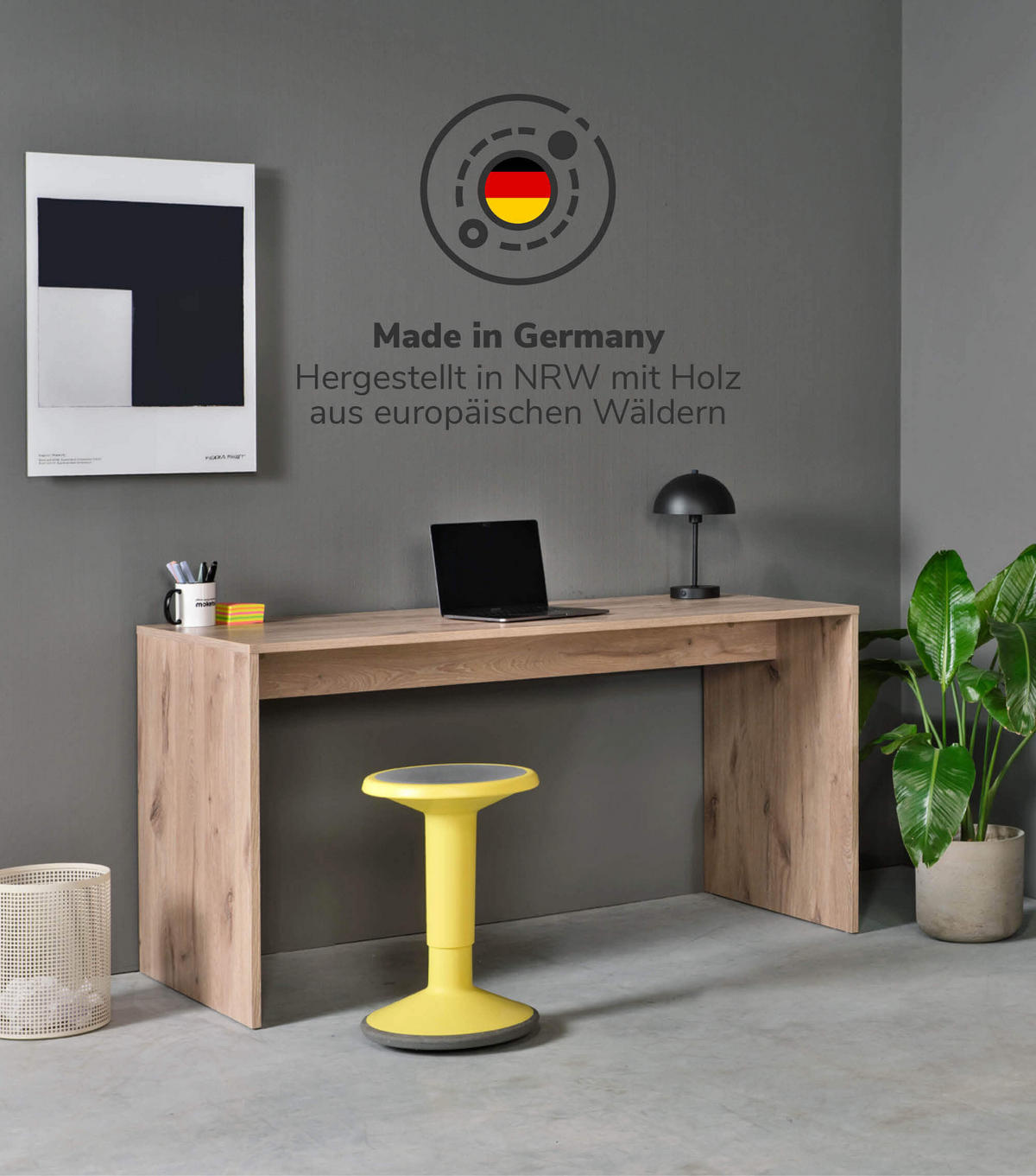 SCHREIBTISCH Der Produktive - Eichefarben, Holzwerkstoff (65/145/77cm) - Mokebo