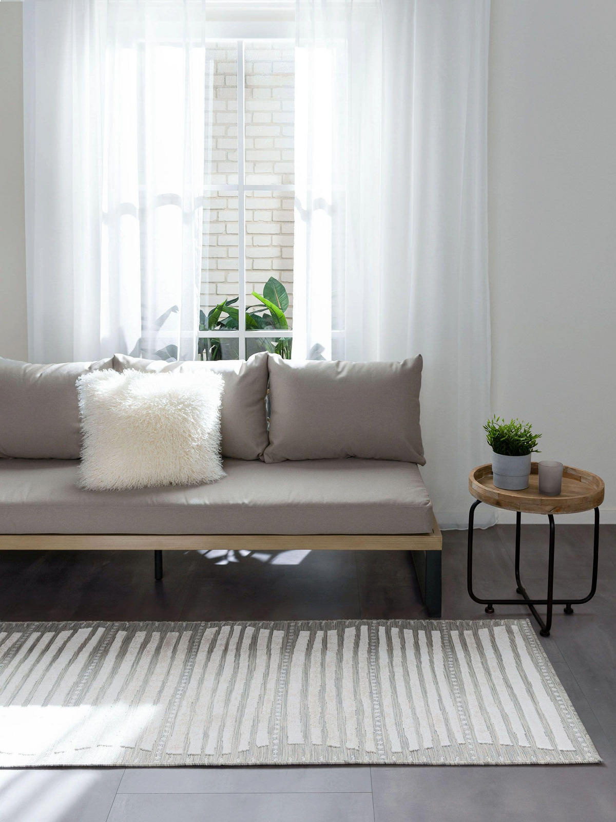 OUTDOORLÄUFER Flora Beige 80x300 cm - Creme, Kunststoff (80/300cm) - benuta