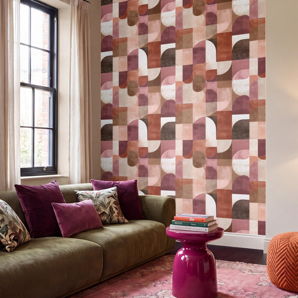 TAPETE - Geometrie - Modern - Retro - 200x280 cm - Multicolor, Papier (200/280cm) - OnlyWow