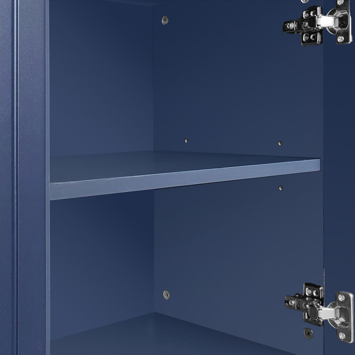 SIDEBOARD in Marineblau Anrichte mit 3 Türen und verstellbaren Regalen für Esszimmer und Küche, B138/T40/H80.5 cm - Goldfarben/Dunkelblau, Holzwerkstoff/Metall (138/80.5/40cm) - STILVORA