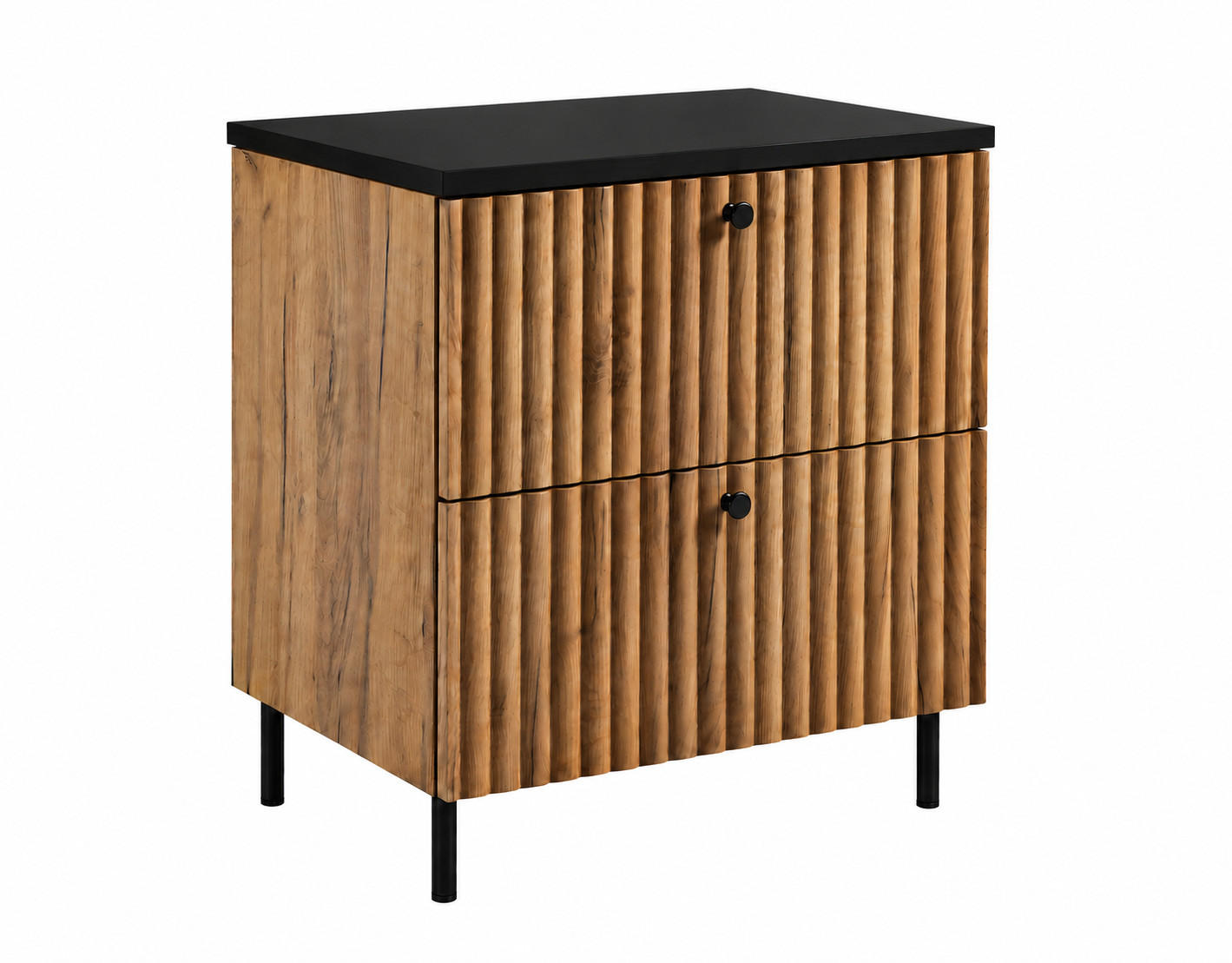 BADEZIMMERSCHRANK: Craft Eiche Gold / Platte Schwarz / Griffe Schwarz / Beine Schwarz, 60 x 46 x 73,6 cm - Eichefarben/Schwarz, Holzwerkstoff (60/73.6/46cm) - 3XE LIVING