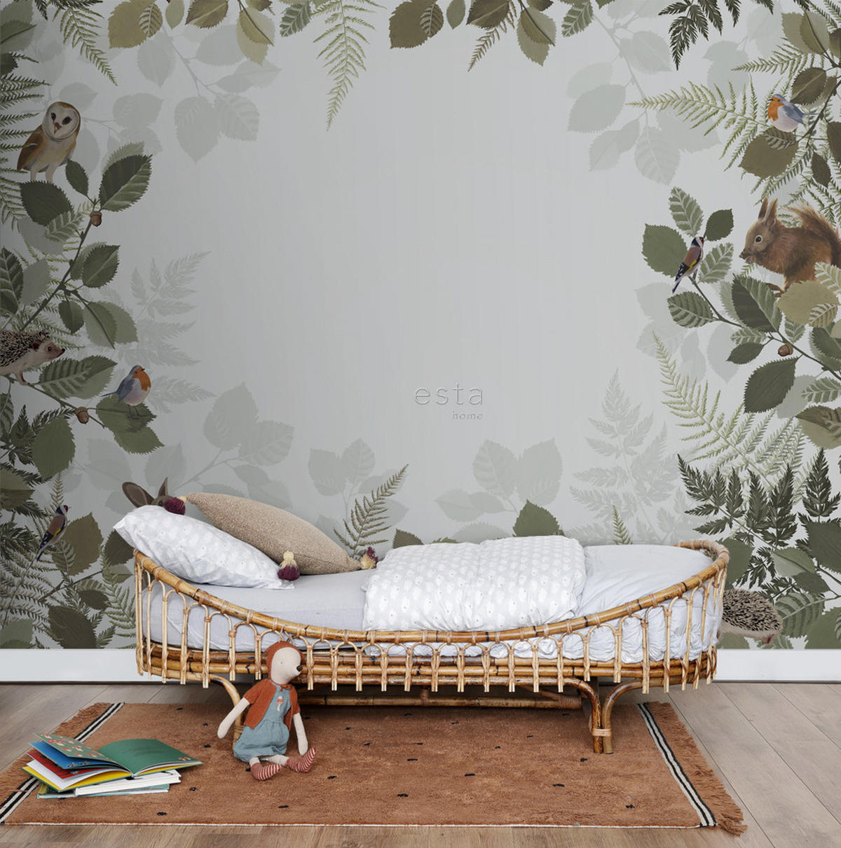 FOTOTAPETE Waldtiere 300 x 279 cm - Grün, Papier (300/279cm) - ESTAhome