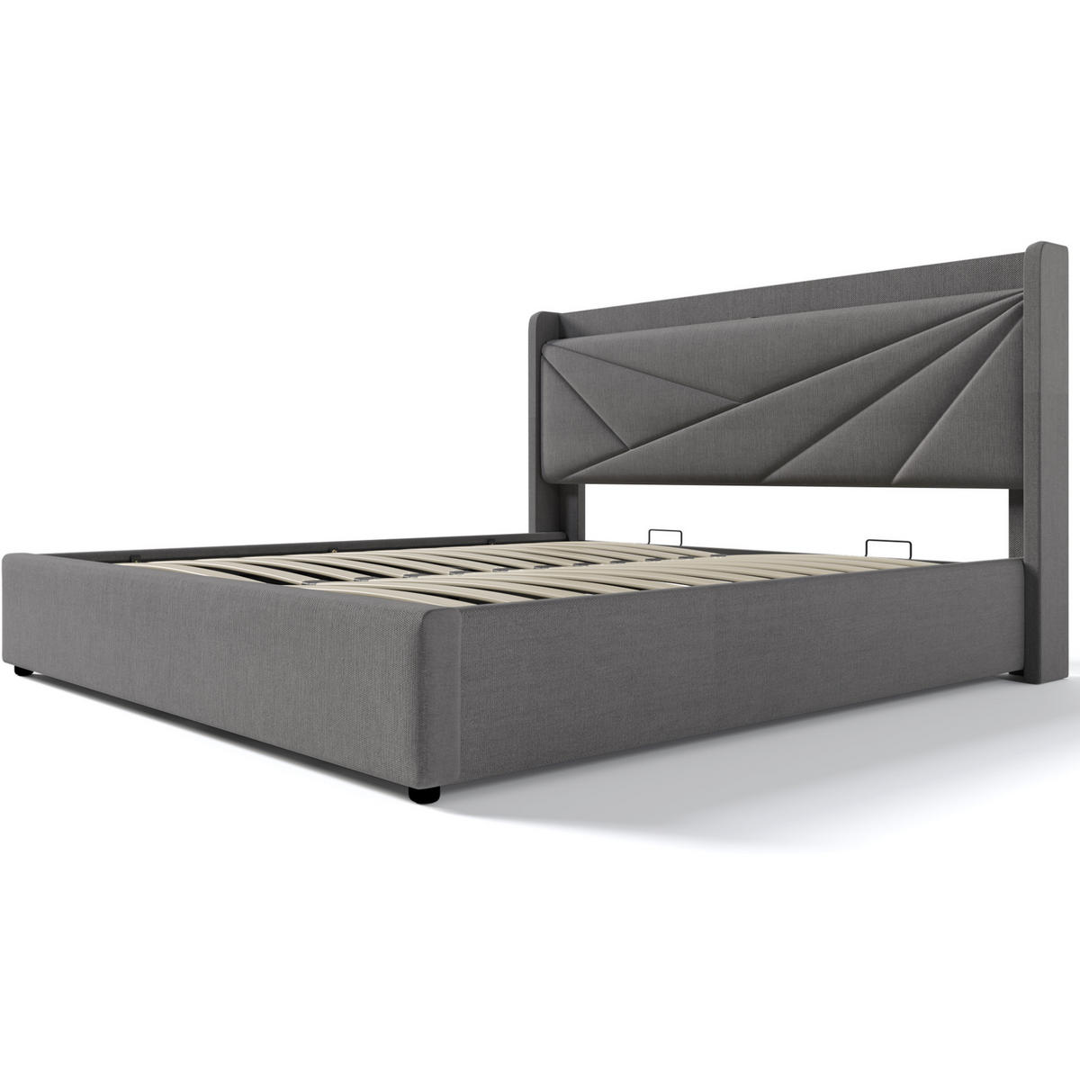 POLSTERBETT 180/200 cm Grau mit Bettkasten und USB- und Type-C-Anschlüssen - Grau, Textil (180/200cm) - Flora Grace