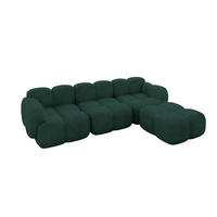 ECKSOFA modulares Sofa Rechts Miko-L2 302x205x75 Grün Velours - Schwarz/Grün, Holzwerkstoff/Kunststoff (302/205cm) - ALTDECOR