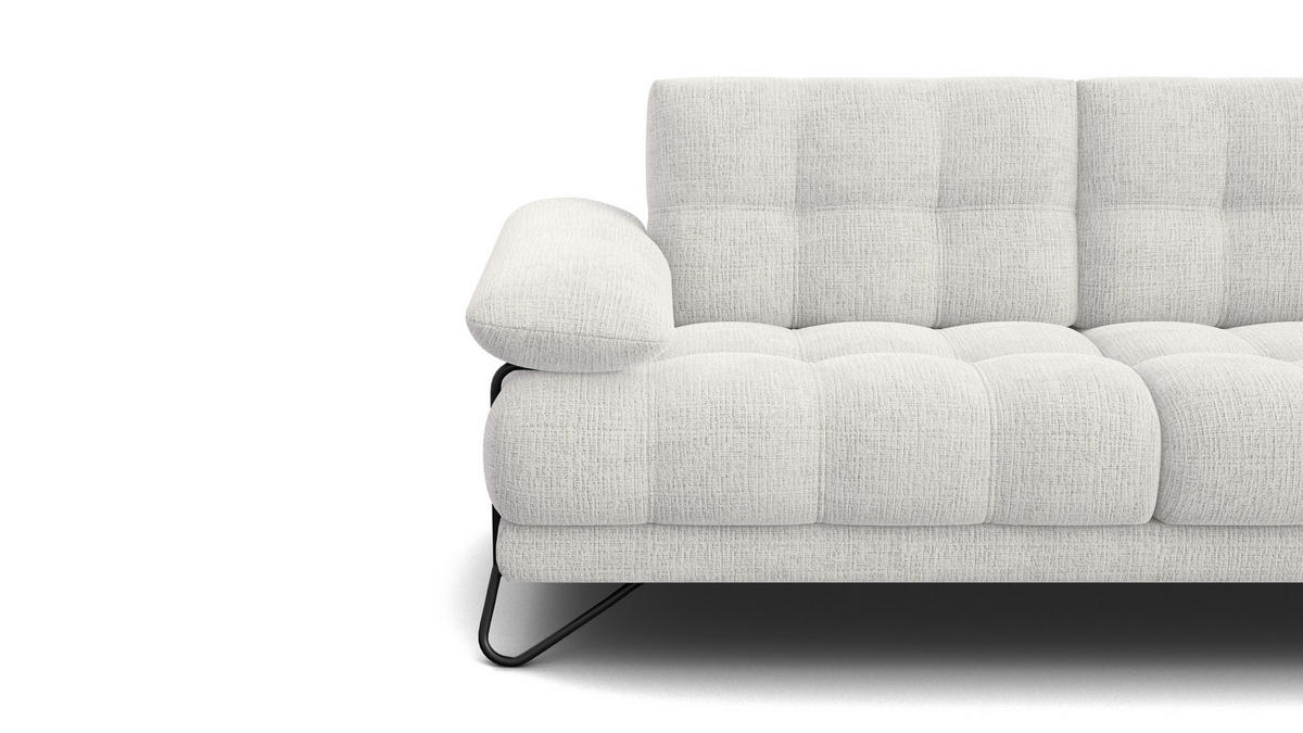 SOFA BUBBARA 2,5-Sitzer, creme - Creme/Schwarz, Holz/Textil (215/87/96cm) - Courtois Laville
