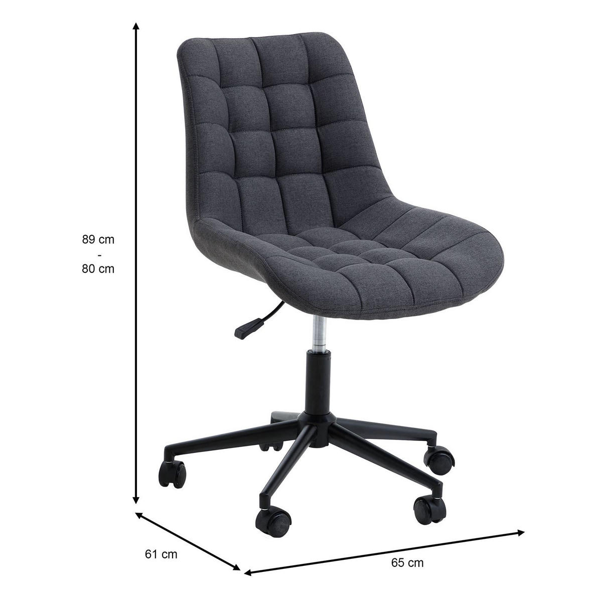 DREHSTUHL TALIA dunkelgrau - Dunkelgrau, Textil (53/89/61cm) - IDIMEX