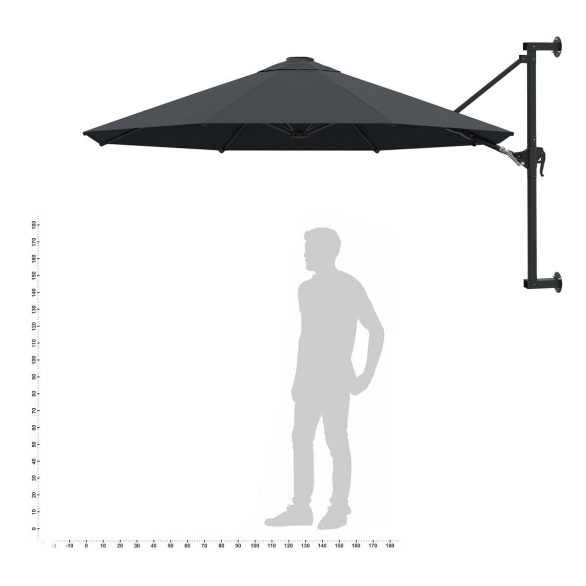 SONNENSCHIRM Zur Wandmontage Mit Metall-Mast 300 Cm Anthrazit - Anthrazit, Textil (300/300cm) - vidaXL