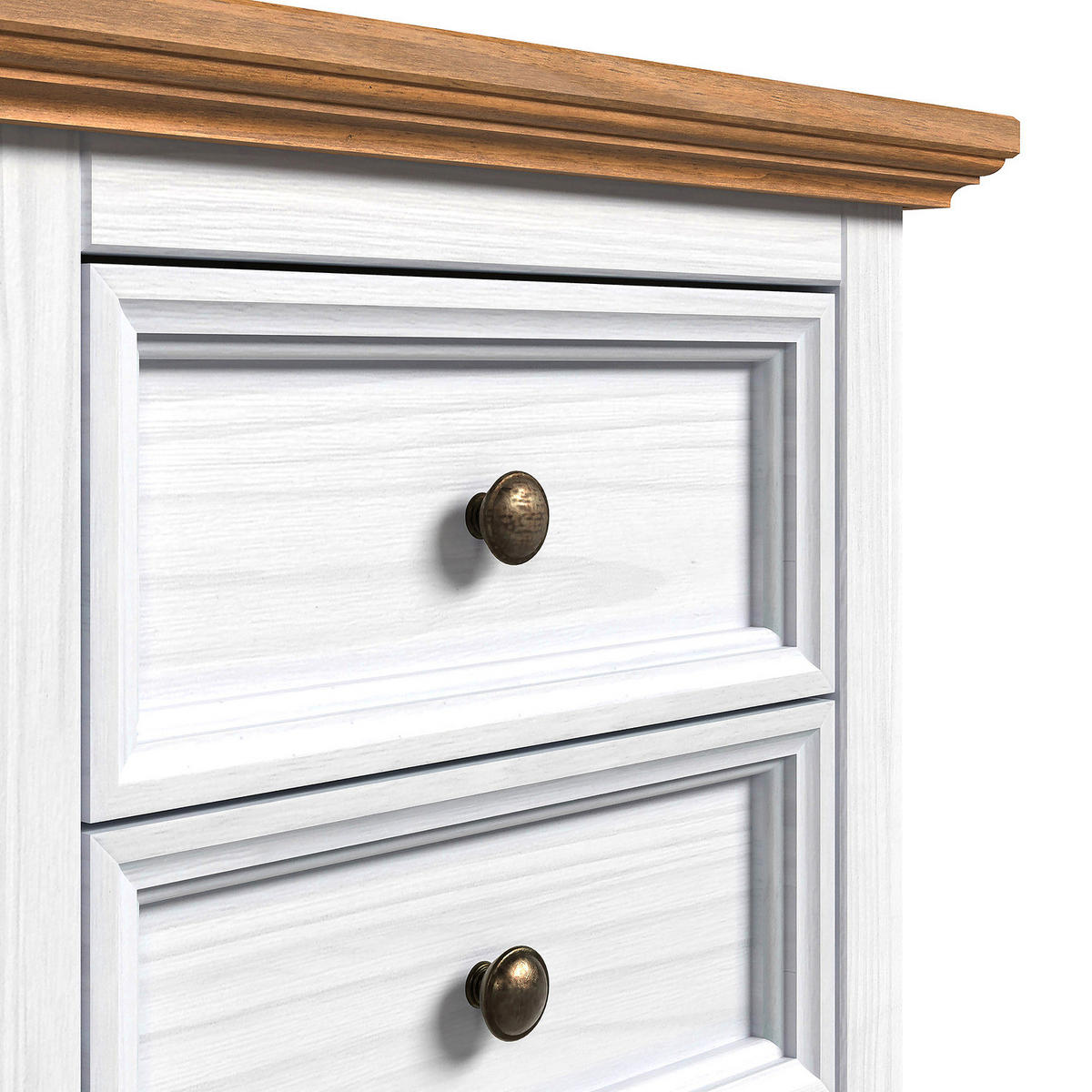 MASSIVE NACHTKOMMODE - Kiefer - Braun/Weiß, Holz/Metall (48/50/39cm) - home24