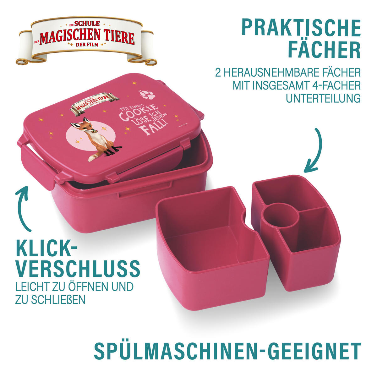 BROTDOSE Kinder mit Fächern - Rot, Kunststoff (15.4/7.2/20.5cm) - Stoneline