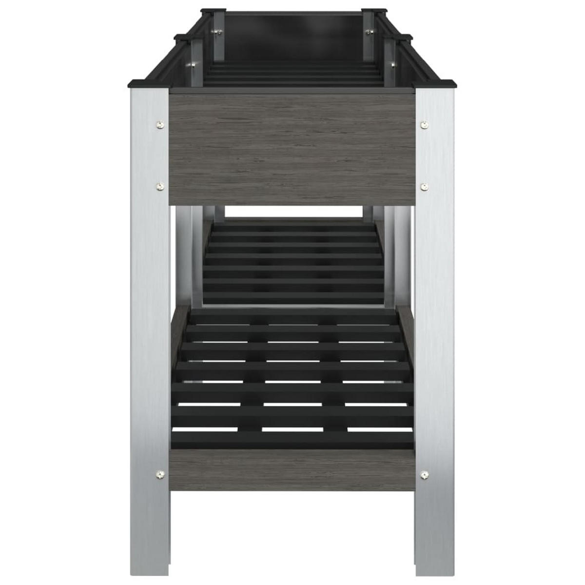 GARTEN-HOCHBEET mit Ablage Grau 175x50x75 cm WPC - Grau, Kunststoff (175/75/50cm) - furnicato