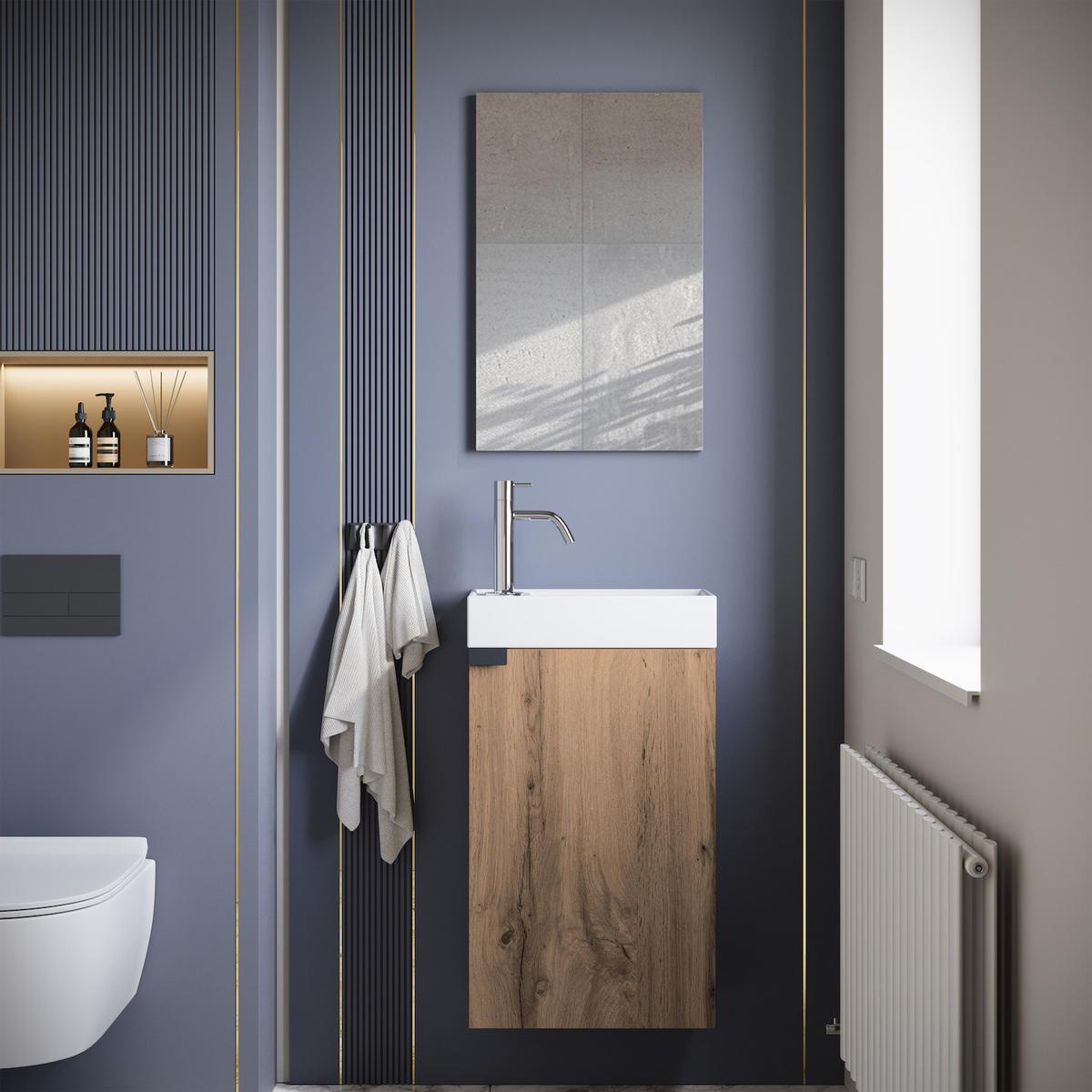 GÄSTE-WC-MÖBELSET Apollo 2 Teile Eiche Braun - 40 x 22 x 64 cm - Eichefarben/Braun, Holz (40/68/22cm) - Badplaats