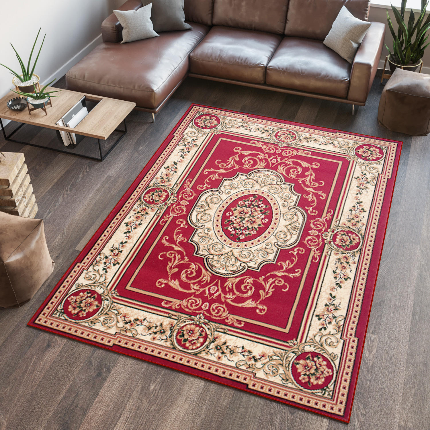 TEPPICH ATLAS Beige Rot 60/100 cm - Beige/Grün, Textil (60/100cm) - Tapiso