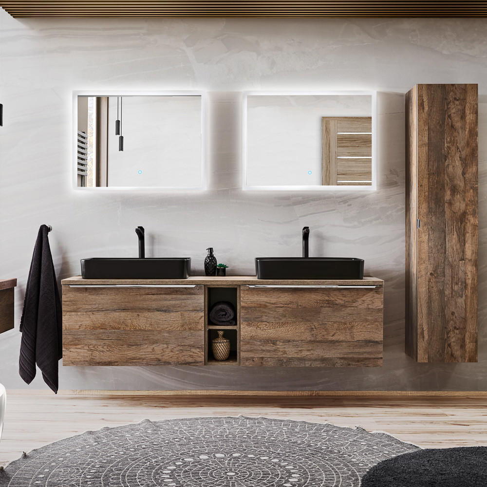 BADMÖBEL-SET 9-TLG. Puebla-56 - Braun, Holzwerkstoff (225/200/46cm) - Lomado