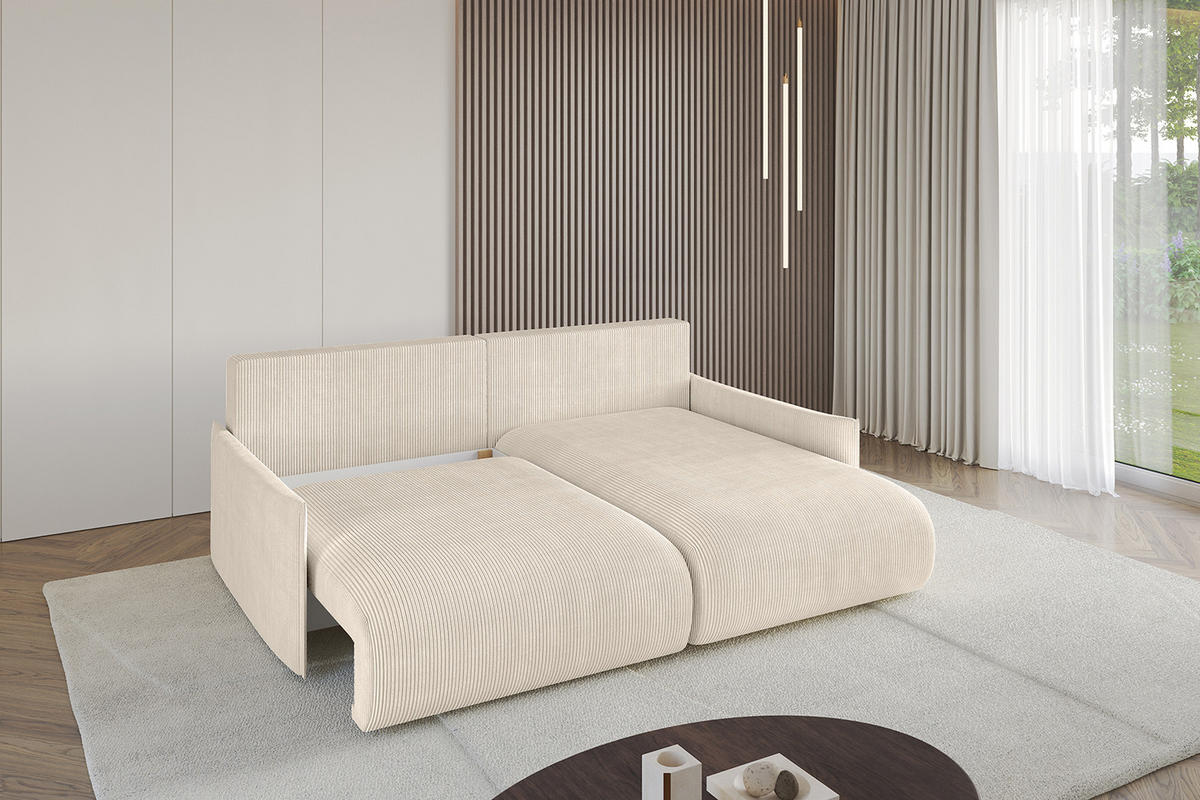ECKSOFA Ottomane rechts ONESK-L -v1 216x177x72 Beige Cord - Beige, Holzwerkstoff/Kunststoff (177/216cm) - ALTDECOR