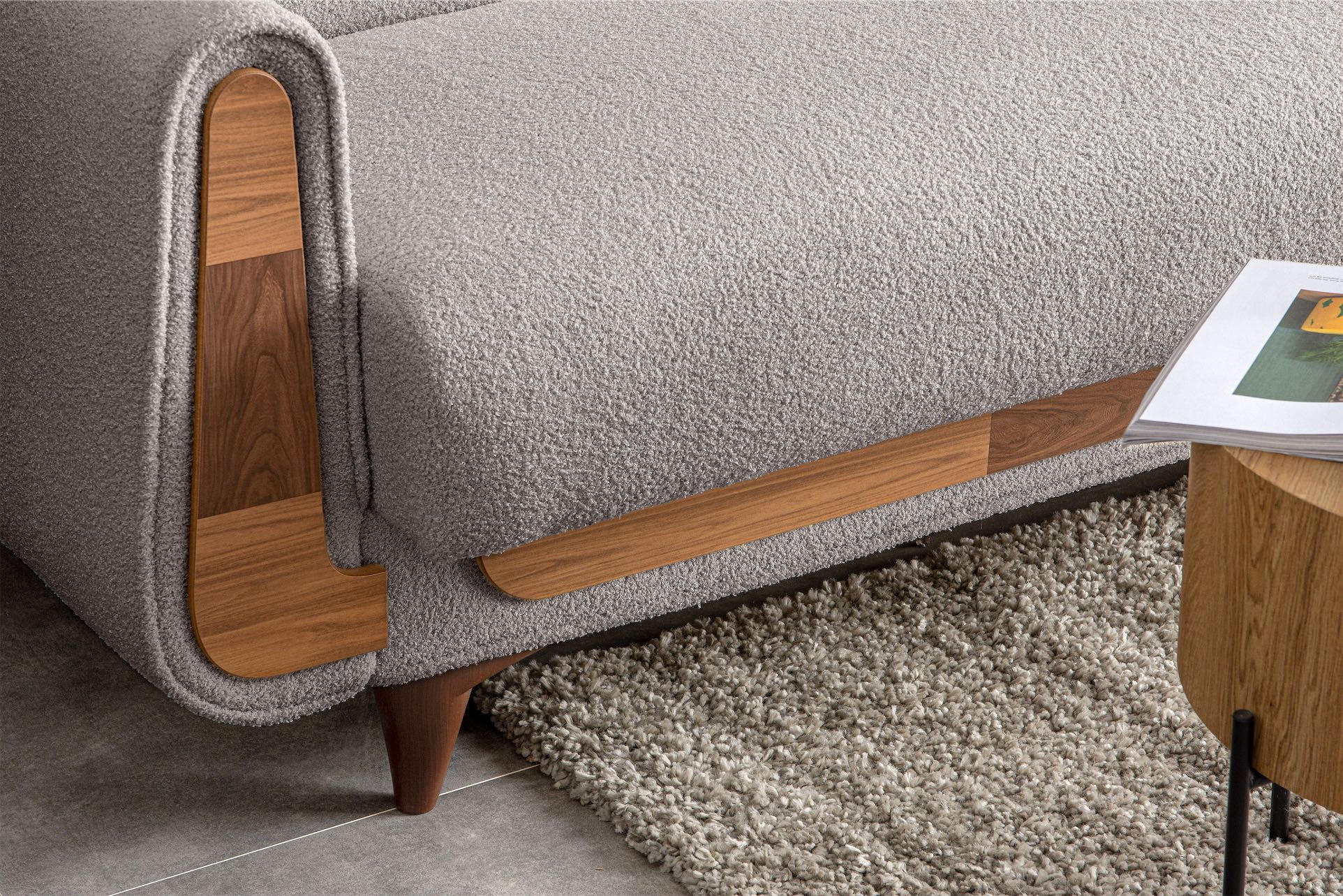 3-SITZER-SCHLAFSOFA GUSTAVO mit Armlehnen, grau - Braun/Grau, Holz/Holzwerkstoff (230/98/98cm) - KONSIMO®