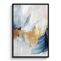GERAHMTES BILD Gold - Blau - Aquarell - Kunst - Modern 80x120 cm - Hellblau, Papier (80/120cm) - MuchoWow