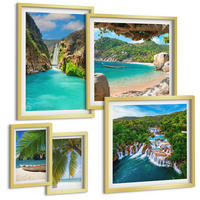 BILDER SET 5er Set - 50x50 cm & 20x30 cm & 40x60 cm Goldrahmen - Eiffels Straßenarchitektur - Goldfarben, Kunststoff (40/60cm) - TULUP