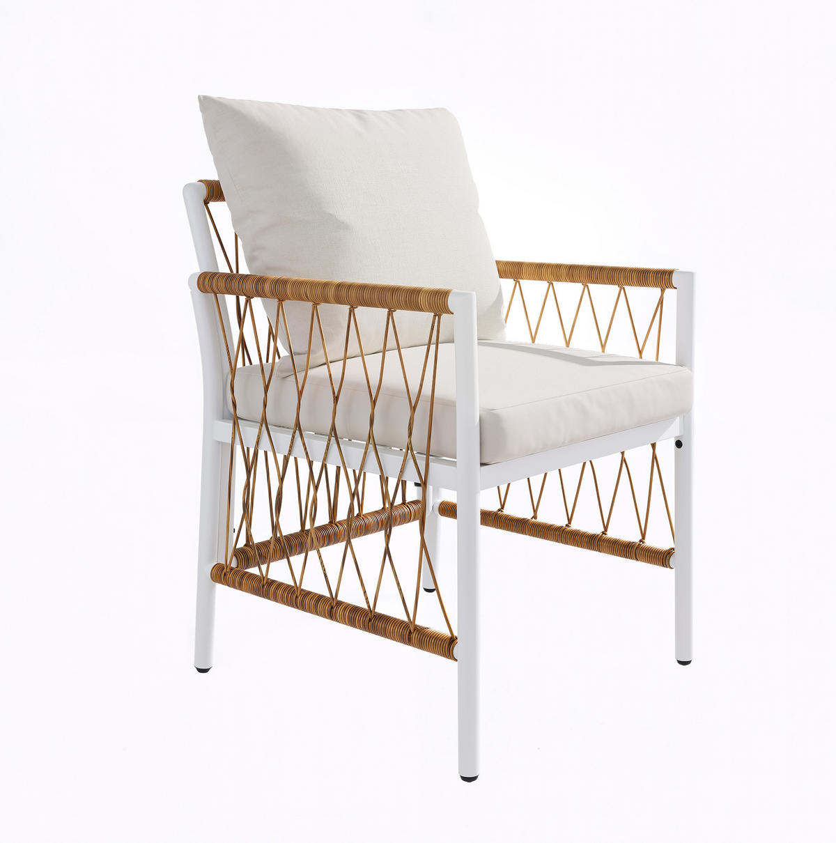 GARTENSETS aus Eisen & Polyester 159,5x77,5x75 cm Beige mit 1 Tisch & 6 Stühlen - Beige, Metall - Modfu