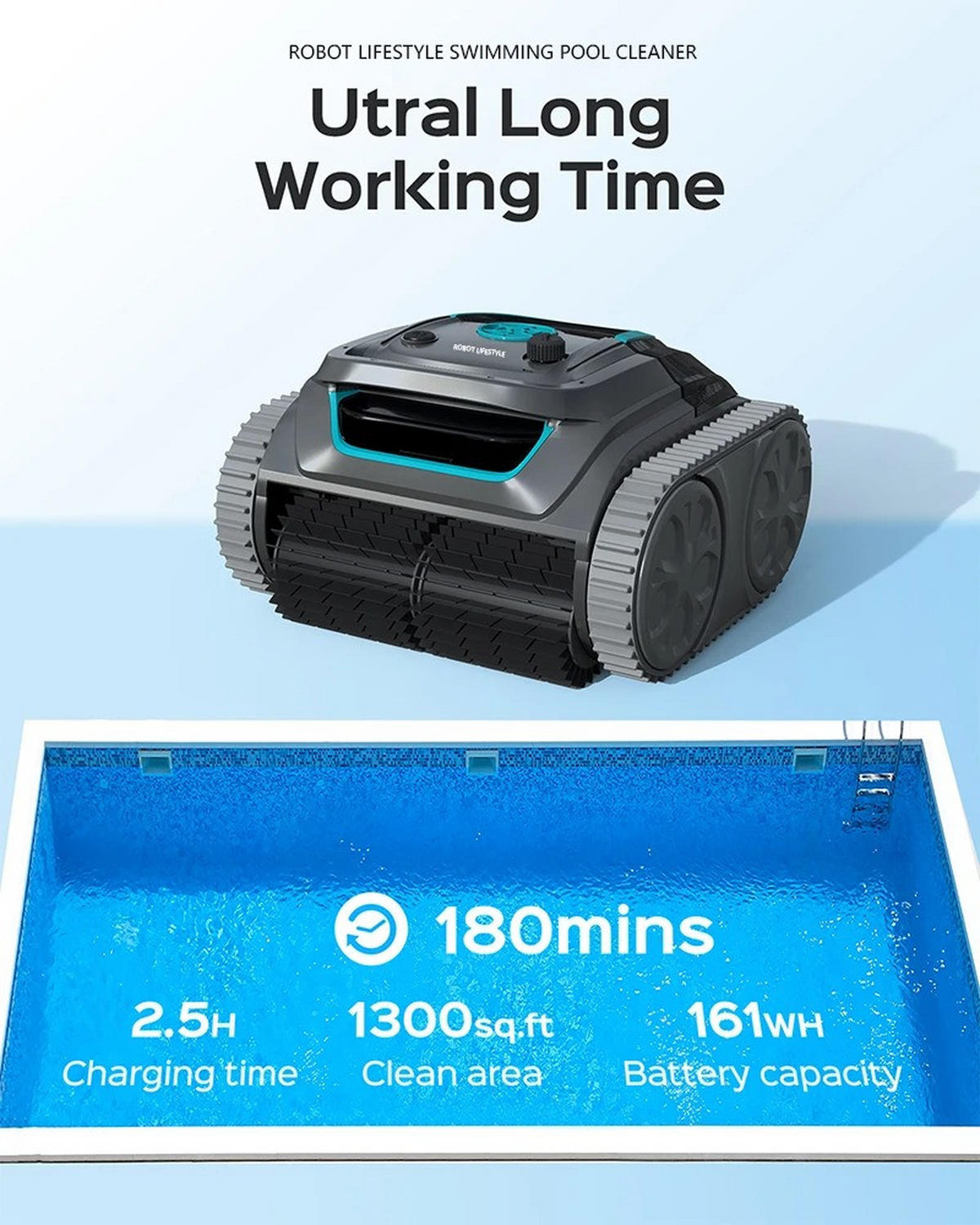 POOLROBOTER kabellos mit APP-Steuerung 6400 mAh - Schwarz, Metall (43/40cm) - Kaket