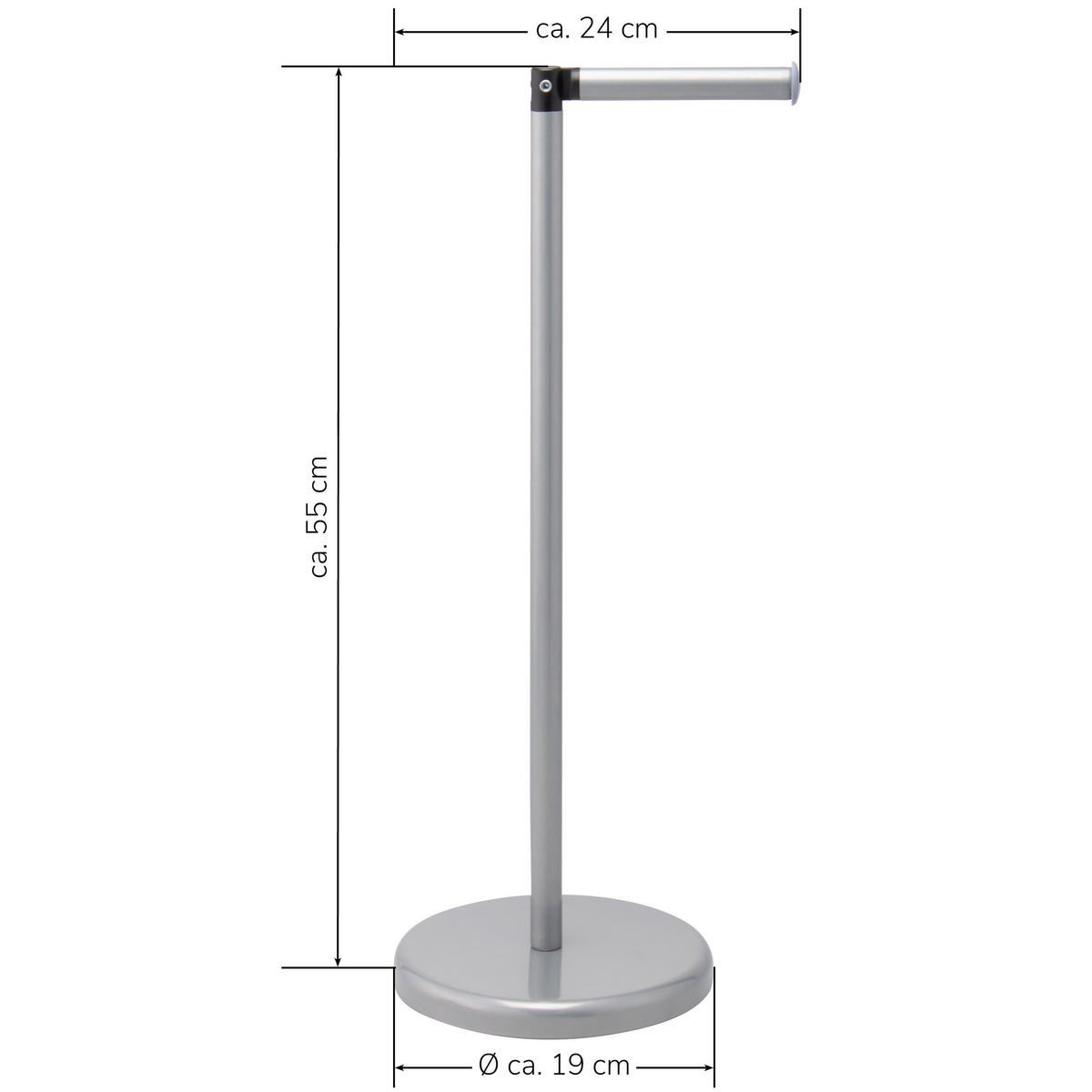 STAND-WC-ROLLENHALTER, grau, Stahl - Grau, Metall (19/55/19cm) - bremermann